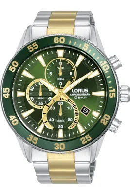 Produktbild von Sportuhr RM327JX9 Quarz Chronograph Kalender 100m wasserdicht Edelstahl golden grün