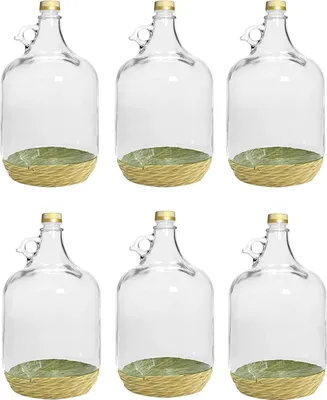 Produktbild von 6 X 5L Glasballon mit ECO Korb/Weinballon Glas Flasche Wasserflasche GÄRBALLON