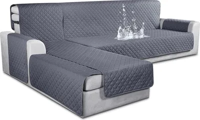 Obrázek produktu pro 100% vodotěsné kryty pohovky ve tvaru písmene L 3 kusy Pohovka Slipcovers Cut Pohovka Kryty pro Split Chaiselongues pro domácí zvířata Děti, tmavě šedá, velikost S