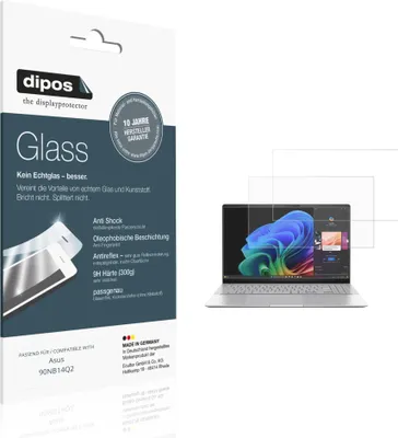 Produktbild von 2x Schutzfolie für Asus 90NB14Q2 matt - Anti-Shock 9H Folie dipos Glass Kunststoffglas