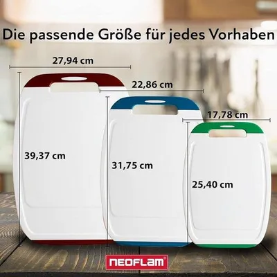 Produktbild von Antibakterielle Schneidbretter 3-teilig - Kunststoff mit Microban® Technologie