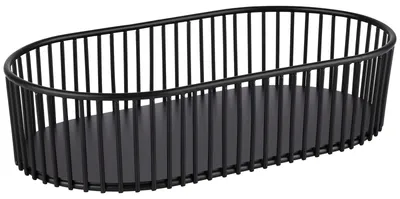 Productafbeelding van Ovale metalen mand, 29 x 16 cm, hoogte 7 cm, zwart