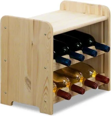 Produktbild von Weinregal PINOTWINE C | HxBxT 36x44x26,5cm | 8 Flaschen | Massives Kiefernholz | Natur unbehandelt