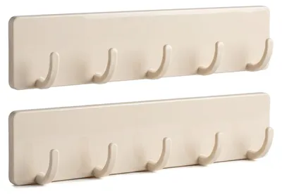 Schlüsselhalter-Set, 2er-Pack, selbstklebend, 5 Haken, weiß