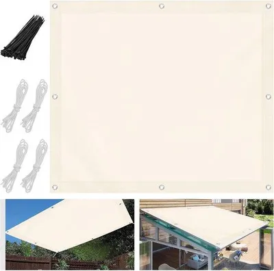 Produktbild von Famanu Sonnensegel rechteckig - 95% UV-Schutz, wetterfest, crèmewit - 26 x 32 m