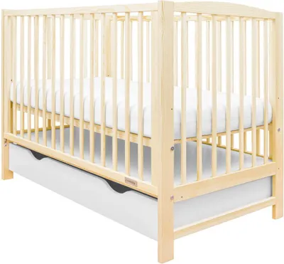 Obrázek produktu pro Dětská postýlka New Baby LILLY se stahovací bočnicí a šuplíkem přírodní