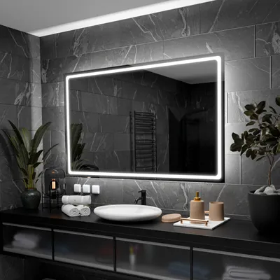 Produktbild von Rechteckiger Badezimmerspiegel mit LED-Beleuchtung - Houston - 140x80cm