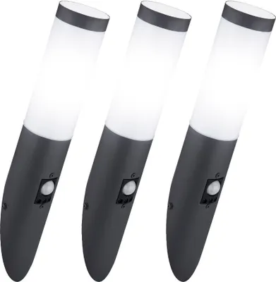 Produktbild von 3er Set Wandleuchte, Edelstahl, anthrazit, Sensor, H 41 cm