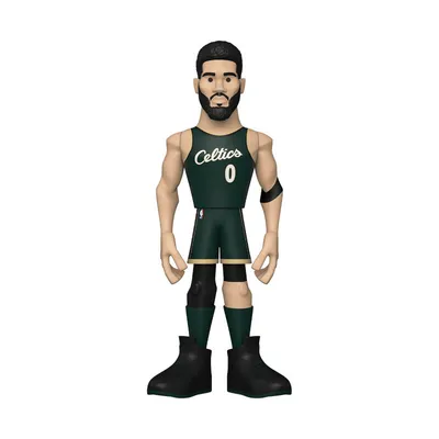 A Funko Gold Vinyl figure of Jayson Tatum wearing a Boston Celtics uniform.