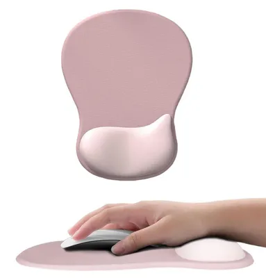 Immagine prodotto di Tappetino ergonomico per mouse con cuscinetto in gel e poggiapolsi, colore rosa, dimensioni 26x19x2,8 cm