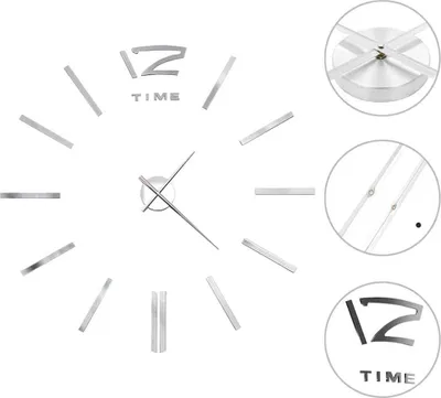 Produktbild von vidaXL 3D-Wanduhr Modernes Design 100 cm XXL Silbern