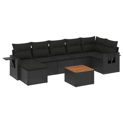 Produktbild von vidaXL 8-tlg. Garten-Sofagarnitur mit Kissen Schwarz Poly Rattan