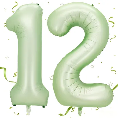 Productafbeelding van Folienballon Cijfer 12 Salbeigroen 40 Inch