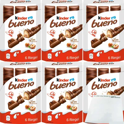 Produktbild von Kinder Bueno 6Stk 6er Pack (6x129g Packung) + usy Block