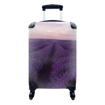 Produktbild von MuchoWow® Koffer Handgepäck Trolley Rollkoffer Kleine Reisekoffer mit 4 Rollen - Lavendel - Lila - Blumen - Natur - Cabin Size < 55x40x23 cm & 55x40x20 cm - Fotokoffer - Kabinenkoffer - Boardgepäck - Reise-Box - Reisekoffer - Reisegepäck - Koffer mit Bild - Trolley für Kinder