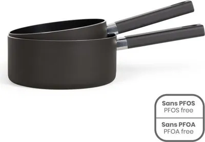 Obrázek produktu pro sada 2 pánví - LIVOO - MEP154N - Nepřilnavý povrch bez PFOA nebo PFOS - Silikonová rukojeť - Všechny typy varných desek včetně indukce