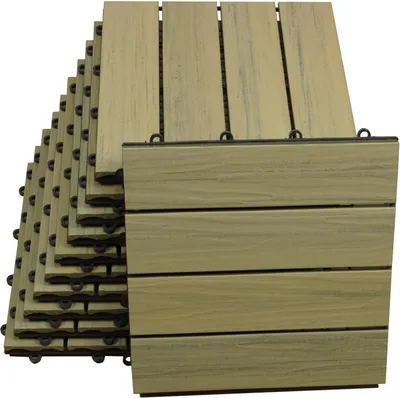 Produktbild von Terrassenfliesen WPC 1 m² Topmulti Fliesen Garten Bodenbelag 30x30 cm Braun