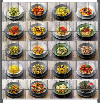 Produktbild von Wallario Zaunsichtschutz mit Motiv Italienische Pasta für Ein- und Doppelstabmatten Zäune in der Größe 200 x 200 cm