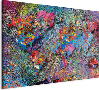 Obrázek produktu pro Obraz z netkaného plátna - Mapa: Jackson Pollock inspirace 120x80 cm Mapy k-A-0074-b-a