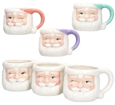 Obrázek produktu pro 6x hrnek na kávu Father Christmas 280ml 4 barvy svařené víno pastelový hrnek na vánoční hrnek