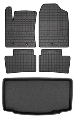 Productafbeelding van Rubberen automatten + kofferbakmat voor Hyundai i10 II vanaf 2013 – 5-delig, zwart, op maat – Wielganizator SolidPRO