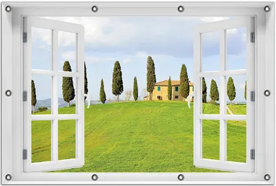 Produktbild von Wallario Outdoor-Poster für Garten oder Balkon 80 x 120 cm: Villa auf einem Hügel in der Toskana