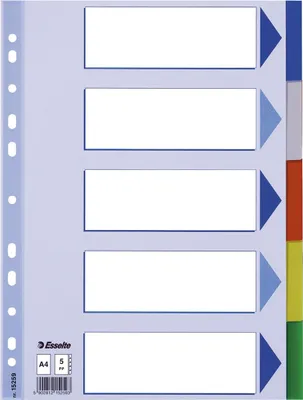 Produktbild von Esselte Kunststoff Register blanko A4 PP 5-teilig