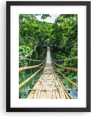 Produktbild von Gerahmtes Poster - Schwarzer Rahmen - Gehweg Baum Holz Steg - 30x40 cm - Wand Bild - Wanddeko - Wandbilder - Kunstposter - Wandposter - Bilderrahmen - Bilder - Kunstdruck - Wandbild - P2BPA30x40-3185