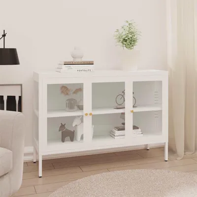 Obrázek produktu pro vidaXL Příborník bílý 105x35x70 cm Ocel a sklo