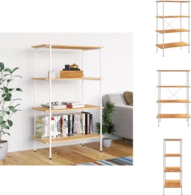 Obrázek produktu pro vidaXL Regál se 4 policemi bílý a dubový vzhled 80x40x130 cm - Regály a knihovny