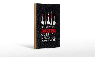 Produktbild von Holzschild  lustig sie gesagt Darten oder ich, 18 x 12 cm, Holzschilder Spruch Sport Hobby