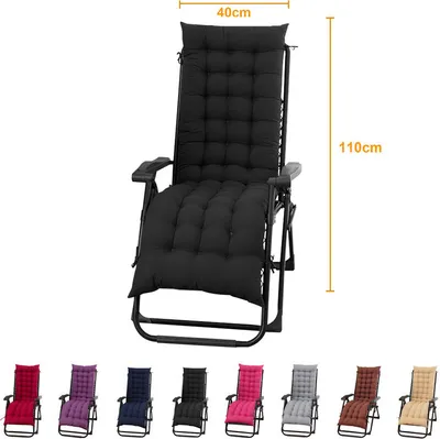 Obrázek produktu pro （40 × 110 cm，black） Protiskluzová podložka pod zahradní nábytek Polštářek na zahradní židle Polštářky na židle s vysokým opěradlem Polštářky na židle se 6 popruhy pro houpací židle na terase Zahradní židle Jídelní židle