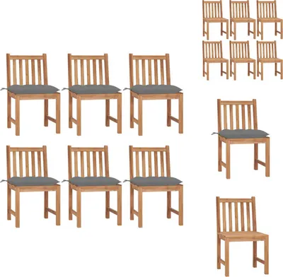 Produktbild von vidaXL Gartenstühle 6 Stk. mit Kissen Massivholz Teak -  Gartenstühle