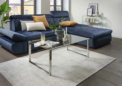 Produktbild von Couchtisch >5/212-00< in Klarglas, Metall Edelstahl poliert - 110x42x65 (BxHxT)