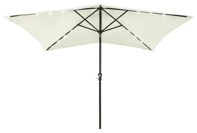 Produktbild von vidaXL Sonnenschirm mit LEDs und Stahl-Mast Sandweiß 2x3 m