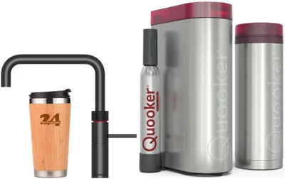 Produktbild von »QUOOKER FUSION SQUARE Festauslauf Schwarz VAQ PRO3 mit CUBE 2 *Der Wasserhahn, der alles kann! (3FSBLKCUBE)« (2-St) 100°C Kochendwasserhahn