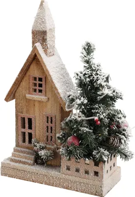 Obrázok produktu pre Vianočný domček so stromčekom, LED, 44 cm