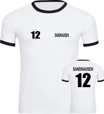 Produktbild von multifanshop Kontrast T-Shirt - Sandhausen - Trikot Nummer 12, weiß/schwarz, Größe XXL