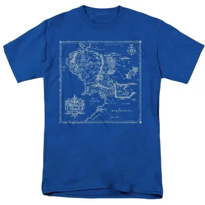 Obrázok produktu pre Tričko "Mapa Stredozeme" zo série Lord of the Rings, uni, modrá (veľkosť M), Obrázok generovaný UI