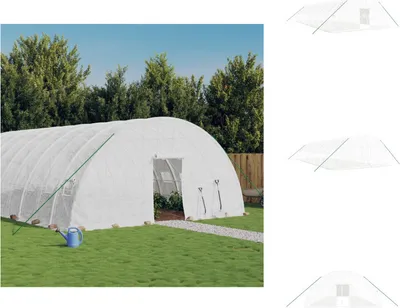 Produktbild von vidaXL Gewächshaus mit Stahlrahmen Weiß 84 m² 14x6x2,85 m - Gewächshäuser