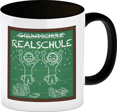 Produktbild von Realschule Kaffeebecher Schwarz für die weiterführende Schule im Tafellook