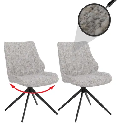 Productafbeelding van Set van 2 eetkamerstoelen HWC-O48, keukenstoelen, draaibaar met automatische terugdraaimechanisme, bekleding: chenille stof/textiel (410g/m²), gecertificeerd volgens , kleur: crème