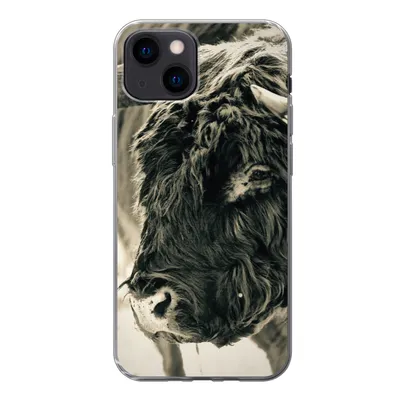 Produktbild von MuchoWow® Handyhülle Schutzhülle Hülle für iPhone 13 mini Schottischer Highlander - Schnee - Hörner Silikon Softcase Handy Hülle - Softcase