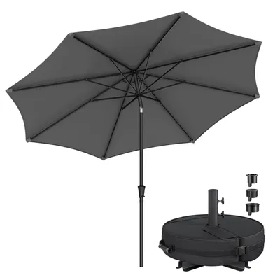 Produktbild von SONGMICS Gartenschirm 340 cm, Sonnenschutz UPF 50+, Sonnenschirm, mit Kurbel, für Balkon, Terrasse, Pool, ohne Ständer, grau