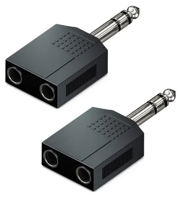 Produktbild von deleyCON 2 Stück 6,3mm Stereo Audio Adapter Verteiler - 1x Klinke Stecker zu 2x Buchse - Splitter Weiche für HiFi Receiver und Heimkino