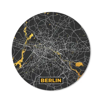 Produktbild von MuchoWow® Mauspad Mousepad Berlin - Deutschland - Karte - Stadtplan - Gold 50x50 cm - Mousepads - Maus Mat - Pad - Mausunterlage - Vinyl