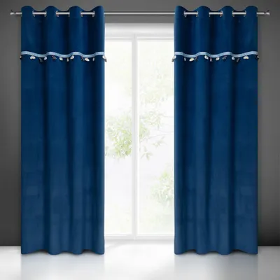 Obrázek produktu pro Eurofirany 418358, Sheer, Námořnická modrá, Jednobarevný, Polyester, Průchodka, 200 g/m²