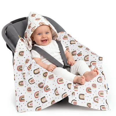 Produktbild von Kuscheldecke für babys, Einschlagdecke, Musselin, 85x85, Regenbogen