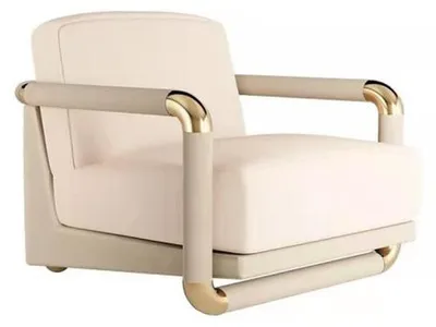 Produktbild von Stilvolle Sessel Beige Sessel  Fernseh Couch 1 Sitzer Sofa Textil  Stoff
