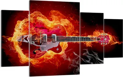 Produktbild von Bild auf Leinwand - Leinwandbild - Instrument Flammen Saiten - 160x90cm - Wand Bild - Wanddeko - Leinwanddruck - Bilder - Kunstdruck - Wanddekoration - Leinwand bilder - Wandkunst - DL160x90-0201